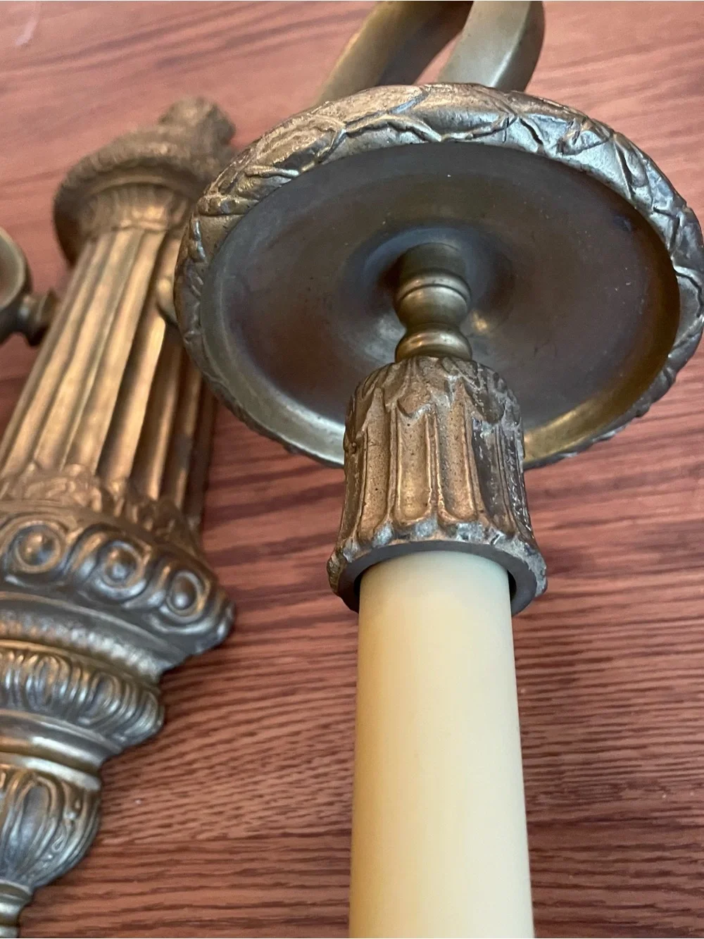 Antique E F Caldwell Large Bronze 2 Light Sconce Gilt Patina